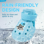 Dog Shoes,Non-Slip Waterproof Sandals for Hot Pavement, Breathable Perforated Boots,Adjustable Straps Dog Rain Booties for Summer Beach and Rainy Day(Blue,#5)
