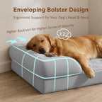Comfort Expression Orthopedic Dog Bed for Extra Large Dogs with Bolster | Waterproof Dog Couch Bed with Washable Cover & Non-Slip Bottom, Supportive Egg Crate Foam Big Dog Bed, 53x42Inch
