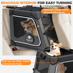 Snagle Paw Portable Dog Crate for Car Travel,Metal Frame Pet Crate,Pet Carrier for Car Back Seat Secures with Headrest Strap and Seatbelt,M,Gray