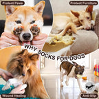 EXPAWLORER 6PCS Anti-Slip Dog Socks to Prevent Licking Paws,Dog Shoes for Hot Pavement,Best Paw Protector Traction Control on Hardwood Floor,Dog Booties for Puppy Small Medium Large Senior Dogs
