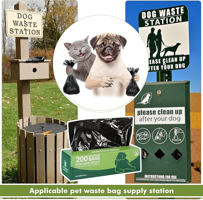 Sherr Dog Poop Bags, 20 Rolls of 200, 4000 Counts, Black | Leak Proof, Bulk Box, Universal Pet Waste Bags, For Outdoor Walking and Travel