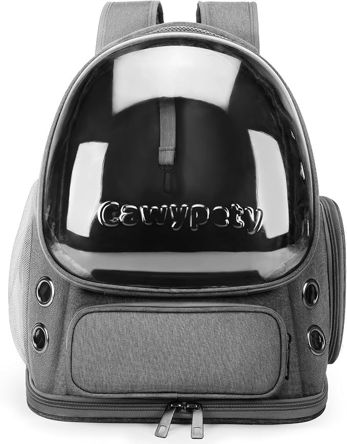 Cawypety Cat Backpack Carrier, Breathable Cat Carrier Large Space Bubble Pet Backpack for Kitty Small Dog up to 12lbs, Transparent & Foldable Pet Carrier for Travel Hiking | Breathable Mesh, Safety Leash, Sturdy, Transparent & Foldable Pet Carrier for ...