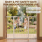 Mumeasy 36" Extra Tall Baby Gate for Doorways, 29.7"-57" Extra Wide Dog Gate for Stairs, Pressure Mounted Auto Close Pet Safety Gate with Easy Walk Thru Door, Large Indoor Child Gate for House, White