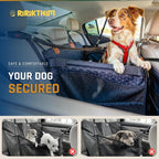 Dog Car Seat for Large Medium Dogs, Back Seat Extender for Pets with Hard Bottom, Waterproof Dog Seat Cover with 3 Mesh Windows, Removable Fleece Mat for Cars SUVs Trucks