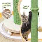 Globlzer 30in Cactus Cat Scratching Post for Indoor Cats, SC30, Green | Stable Cat Scratcher for Kitten Adult Cats, Durable Sisal Rope, Interactive Solid Wood Ball Game, Dangling Ball Toy