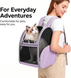 Cat Backpack Carrier for Small Dogs and Medium cat Puppy Kitten Bunny Pet Carrier Backpack Collapsible with Fully Ventilated Mesh with Safety Leash (Purple, 12.9" L x 10.62" W x 15.5" H - M)