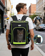 BAGLHER Expandable Cat Carrier Backpacks, Retractable Pet Carrier Backpack for Small Dogs & Cats with Breathable Mesh, Travel Bag Up to 18 Lbs for Hiking Camping Outdoor - Black