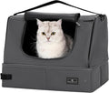 PETSFIT Portable Travel Cat Litter Box with Lid – Collapsible, Leak-Proof & Washable 2-Layer Liner, Sturdy Support Frame, for Hotel/Car/Camping, Cat Travel Essentials for Kitty/Medium Cats Grey