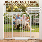 Mumeasy 29.7-48" Baby Gate for Stairs, Pressure Mounted Dog Gate for Doorways, Extra Wide Walk Thru Safety Pet Gate for Doors with Auto Close, Easy Install Child Gate for Hallway Indoor House, White
