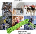 Long Dog Leash for Training 15Ft-Reflective Nylon Rope with Swivel Hook-Recall Agility Lead for Large Small Medium Dogs Outside Walking Hiking-Green