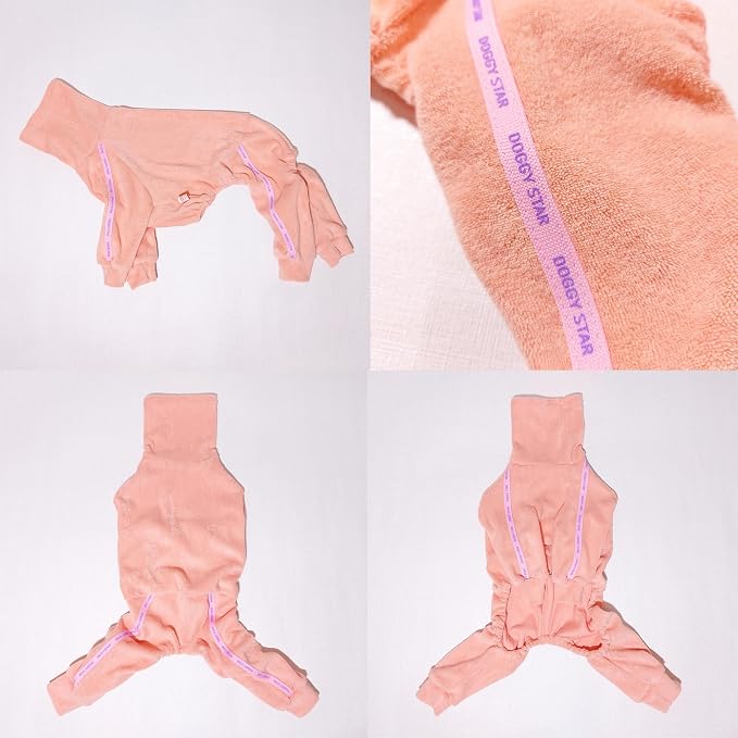 D Doggy Star Italian Greyhound Clothes Stretchy Towel Sports Onesie Outfit Whippet for Dog Coat (S,TWL Apricot)