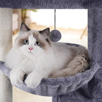 AIWIKIDE Cat Tree Has Scratching Toy with A Ball Activity Centre Cat Tower Furniture Jute-Covered Scratching Posts (Grey, 37.4'')
