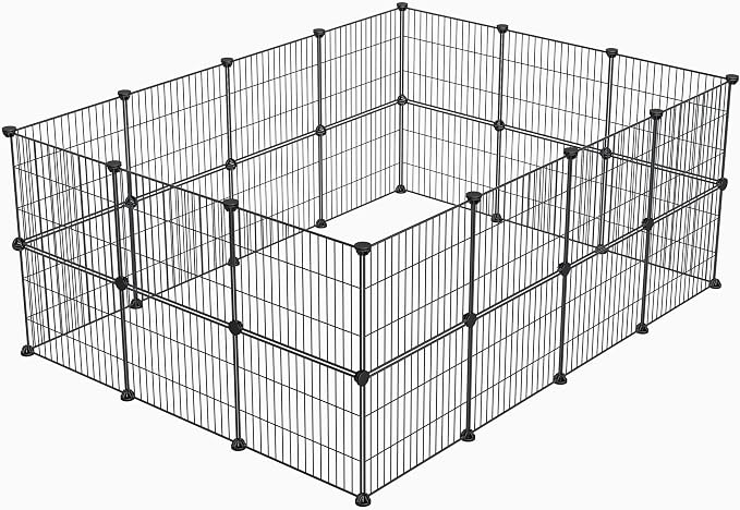 LURIVA Small Animal Playpen, Guinea Pig Cages, Pet Playpen, Rabbit Cage,Small Animal Cage, Puppy Kitten Dog Playpen, Indoor Outdoor Portable Metal Wire Yard Fence,15 X 12 Inch, 28 Panels, Black