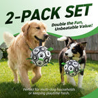 QDAN 2 PCS Dog Toys Soccer Ball Set with Straps, Interactive Dog Toys for Tug of War, Puppy Birthday Gifts, Dog Water Toy, Durable Dog Balls for Medium & Large Dogs（6 & 8 Inch）