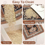 Glittme Cat Litter Mat with Non-Slip Bottom Litter Box Mat 33"X22" Litter Trapping Mat Easy to Clean Washable Cat Food Mat for Kitty,L