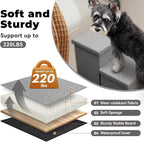 Zerbuger Dog Stairs with Storage, Grey 4 Steps Dog Ramp with Condo for Bed | 23" H Wider Dog Steps for High Beds Couch, Folding Storage Pet Stairs Gift for Climbing Small/Medium/Large Old Dogs Cats