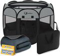 Siedihit Playpen for Middle Dog Cat, Dogs Tent Crate Cage Indoor | Outdoor, Portable Pop Up Dog Kennel with Carrying Bag for Rabbits (Dark Grey with Pad, Medium)