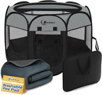 Siedihit Playpen for Middle Dog Cat, Dogs Tent Crate Cage Indoor | Outdoor, Portable Pop Up Dog Kennel with Carrying Bag for Rabbits (Dark Grey with Pad, Medium)