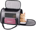 BurgeonNest Cat Carriers for Medium Puppy Under 25 lbs, Pet Carrier for Cats with Unique Side Bag,Top Load Small Pet Bag Soft-Sided Escape Proof with 4 Ventilated Windows | Soft sided pink cat carrier with mesh windows, ventilation and storage pocket f...