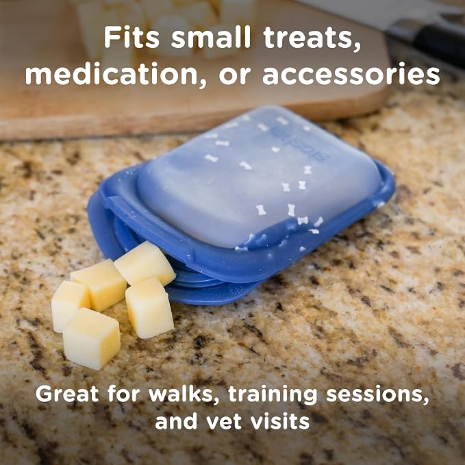 Stasher Dog Reusable Silicone Food Storage Essentials, 5 Piece Starter Kit | 4-Cup Dog Travel Bag, Treat Bag, and Dog Food Can Lids, Food Safe, Airtight Seal, Leak-Free, Freezer, Dishwasher, Pet Travel