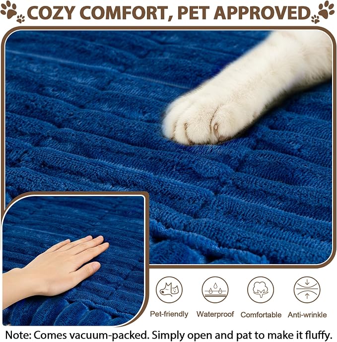 FUANGUI Waterproof Couch Cover Sofa Cover for Dogs and Pets Sofa Protector | Non-Slip Washable Fuzzy Soft Cat Bed Sofa Slipcover for 2-3 Cushion Couch Sofa Pet Friendly, Navy Blue, 27.6" x 70.9", 1 pcs