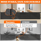Retractable Baby Gate Extra Wide, 41" Tall Extends up to 200" Wide, Black | Dog Gate Indoor for Stairs, Pet Gate with Support Rods for Doorways Hallways Garage Indoor & Outdoor