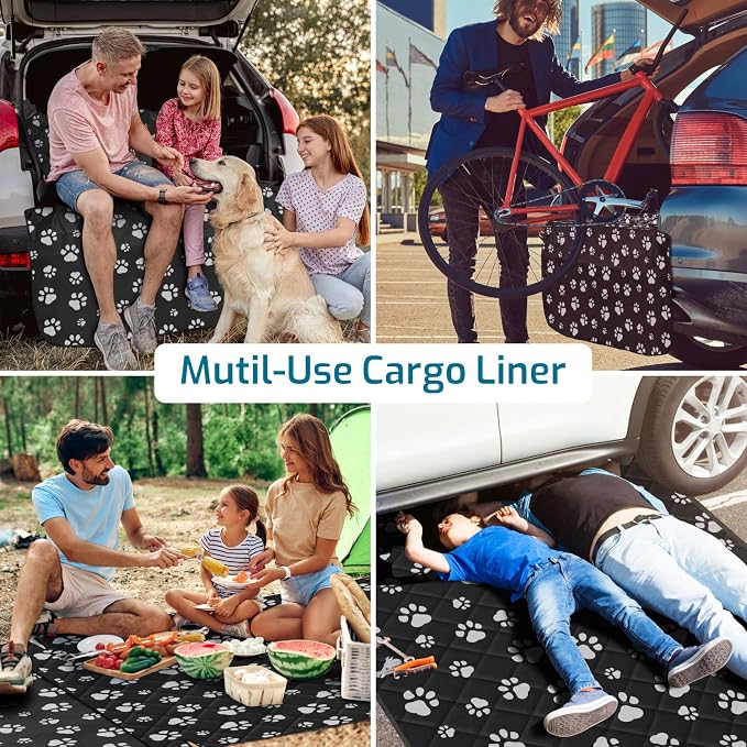 Veckle SUV Cargo Liner for Dogs - Trunk Cover with Bumper Flap Protector | Water Resistant Pet Cargo Cover, Non-Slip Mat, Dog Car Seat Cover Prevents Scratches Pet Hair Mud Dirt for Full-Size SUV