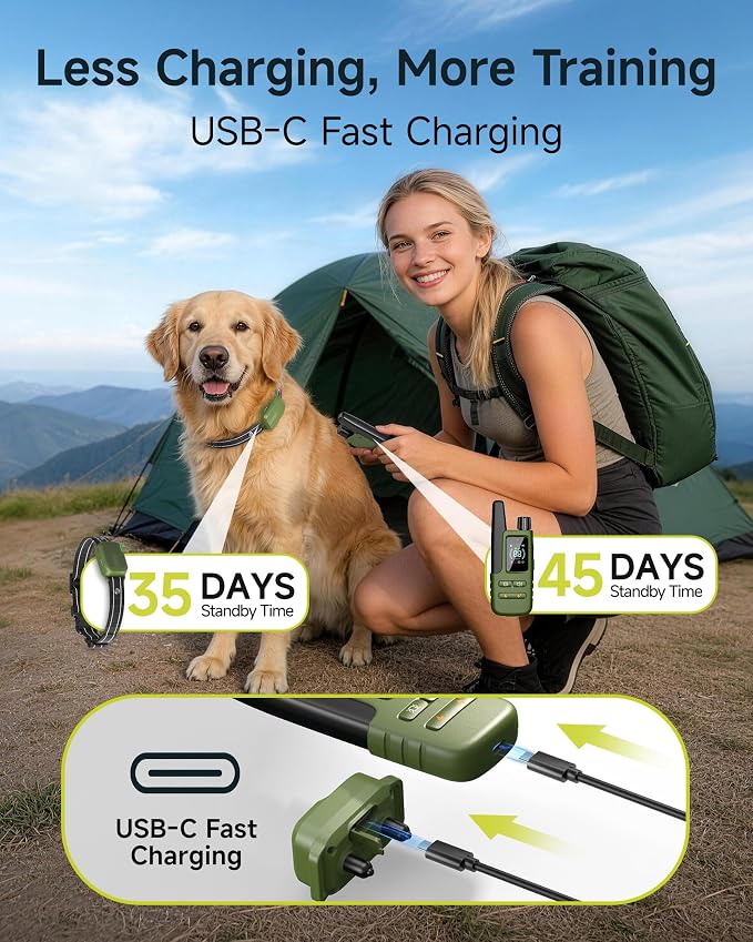 Dog Shock Collar - 4500FT Dog Training Collar with Remote for 10-120lbs Small Medium Large Dogs, IPX8 Waterproof Rechargeable Dog eCollar with Beep(1-8) Vibration(1-16) Safe Shock(0-99), No-Shock Mode
