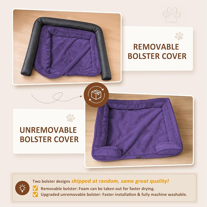 Comfort Expression Orthopedic Dog Beds for Large Sized Dog with Bolster | Waterproof Dog Couch Bed with Washable Cover & Non-Slip Bottom, Supportive Egg Crate Foam Large Pet Bed, 36x27 Inch