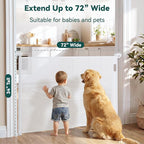 Babepai Retractable Baby Gates for Stairs, Retractable Dog Gate for Indoor/Outdoor Use | Child Gates for Doorways, Deck, Porch, Hallways, Patio (White, 72" Wide 34" Height)