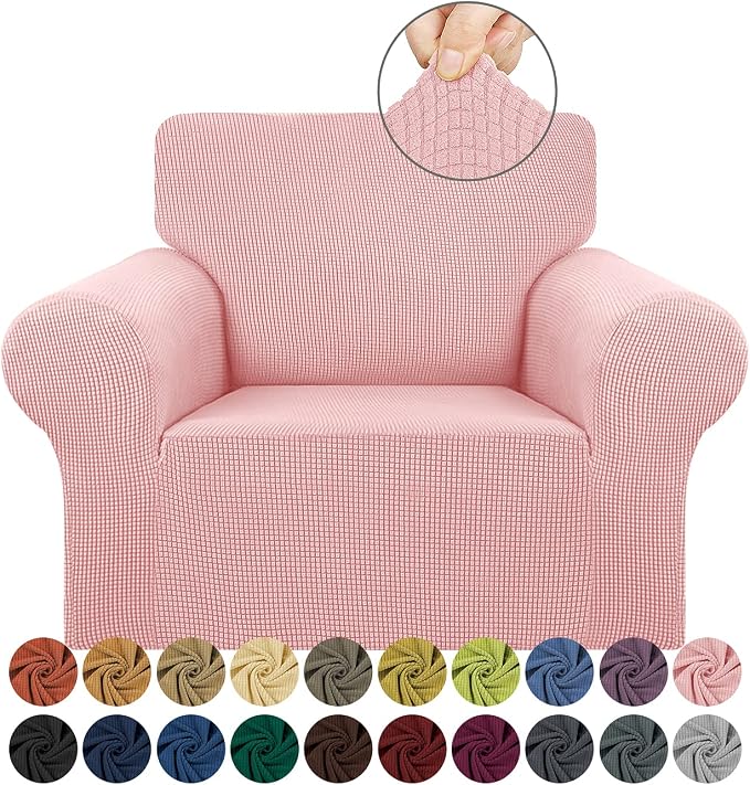 Stretch Chair Sofa Slipcover, Single Couch Cover,Dusty Pink | 1-Piece Washable Sofa Cover,Pet Friendly (31"-55") Furniture Protector Soft Jacquard Elastic Bottom for Dogs & Kids