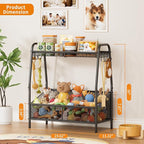 Lomivra Full Metal Dog Toy Basket, 23.6"x11.2"x7.9" Large Dogs Toy Bin with Storage Organizer, Chew-Resistant Toy Box for Dog Stuff Accessories, Pet Toy Storage Holder for Cat Dogs Essential Supplies
