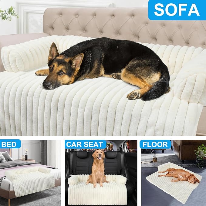 Dog Couch Bed, Couch Cover for Dogs Washable, Dog Bed for Couch(White, L) | Dog Bed for Couch, Removable Couch Cover for Dogs Washable, Pet Bed Mats for Couch, Pet Couch Covers for Sofa