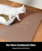Cooyes Cat Litter Mat - Cut to Fit Any Place, 47"x35" Extra Large Litter Trapping Mat for Litter Box, Easy to Clean, Waterproof & Non-Slip Kitty Pad, Scatter Control to Protect the Floor (Khaki)