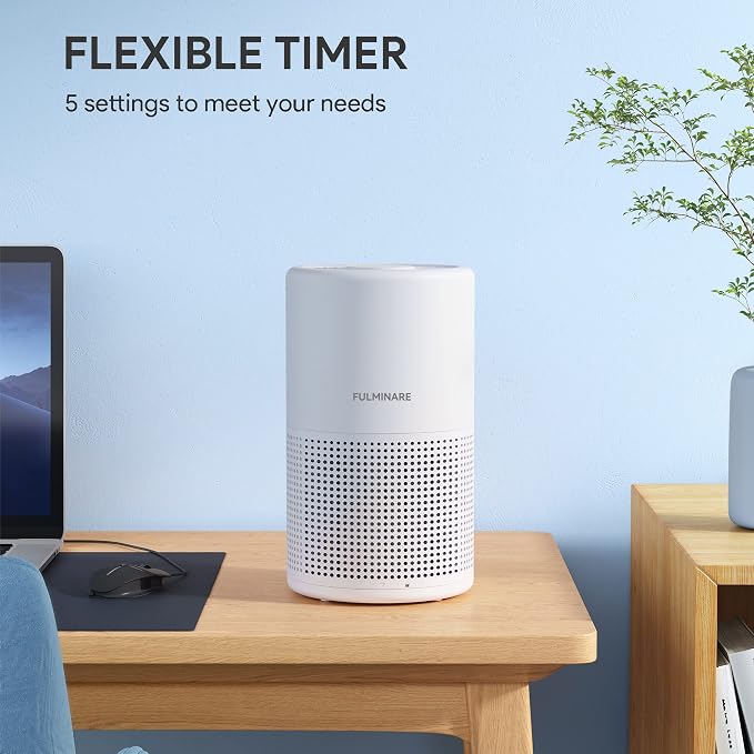 FULMINARE Air Purifiers for Bedroom H13 True HEPA Air Filter Quiet Air Cleaner With Night Light Portable Small Air Purifier for Home, Office, Living Room (White 2 Pack) | Remove Pet Hair, Smoke, Odors，Quiet Air Cleaner With Night Light, Portable Small ...