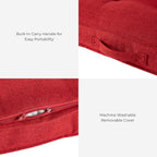 Happy Hounds Milo Square Tufted Pillow Dog Bed, Scarlet, Medium (32" x 32")