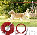Dog Runner for Yard, Trolley System, 200FT+10FT, Red | Chew-resistant Cable, Shock Spring Softens Pulls, 360° Swivel Reduce Tangles