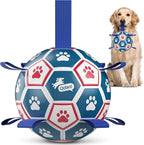 QDAN Large Dog Toys, 8 Inch Durable Balls for Dogs, Soccer Ball with Straps | Outdoor Herding Balls for 30-90 lbs Aggressive Chewers, Interactive Soccer Toy for Tug of War, Dog Ball to Keep Them Busy