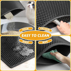Pieviev Litter Box Mat, Double-Layer Waterproof Design, 47" x 36" Black | Honeycomb Litter Trapping Mat Captures Scattered Particles to Stop Tracking, Waterproof Base Protects Floors, Easy to Clean