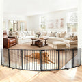 156" Extra Wide Dog Gate, Heavy Duty Metal Freestanding Dog Gate with Door for Indoor & Outdoor, Foldable Pet Fence for Doorways,House,Porch,Deck,Yard,Stairs, Auto Close(6 Panels,Black)