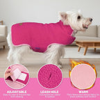 cyeollo Warm Dog Coat Sherpa Dog Winter Coat, Reversible Fleece Dogs Jackets Sweater Vest for Small Dogs Male with Leash Hole, Soft Cold Weather Pet Clothes, Fuchsia L