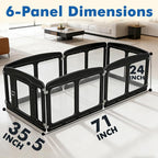 Clear Puppy Playpen Indoor - Ideal for Small & Toy Dogs - Height 24 Inch, 6 Panels, Black