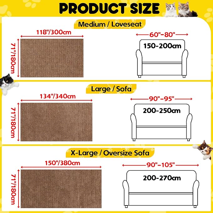 Loiion Cat Scratch Proof Furniture Protector Waterproof Sofa Cover 134"x91" | Pet-Friendly Couch Protector, Anti-Scratch & Anti-Slip Sofa Cover For Cats Dogs Kids, Machine Washable