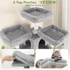 Globlazer Big Cat Tower for Indoor Cats, 68 inch Cat Tower for Multiple Adult Cats XL Cat Tree with Scratching Post, 3 Perches, 2 Condos, 2 Basket, Removable Pet Bed, F68B, Light Grey