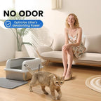 Stainless Steel XL Cat Litter Box for Big Cats- Metal Extra Large Litter Box with Lid, Include Metal Litter Scoop,Mat. High Sided with Guard Prevent Splashing. No Smell, Always New After Clean.