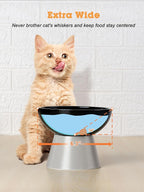 LoeJan Elevated Cat Food and Water Bowls Set, Extra Wide and Raised Ceramic Feeder, Anti-Vomit Whisker-Free Pressure Feeding Bowl for Kittens Adult Small Dogs(Black, 2 Pack)