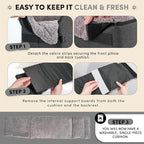 BurgeonNest Center Console Dog Car Seat for Small Pets to 11lbs, Grey | Anti-collapse armrest Console seat with washable fluffy cushion, pillow & tether for stable, cozy pet travel trips.