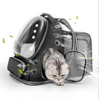 Cawypety Expandable Cat Backpack,Cat Bubble Backpack Carrier for Carrying Cats, Pets and Small Dogs,Airline-Approved,Designed for Travel, Hiking, Walking,Car （Black