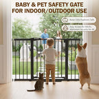 Mumeasy 29.7–51 Inch Extra Wide Baby Gate for Stairs, Extra Long Indoor Dog Gate for Doorways, Pressure Mounted Walk Thru Child Gate with Auto-Close, No-Drill Safety Pet Gate with Door for House,Black