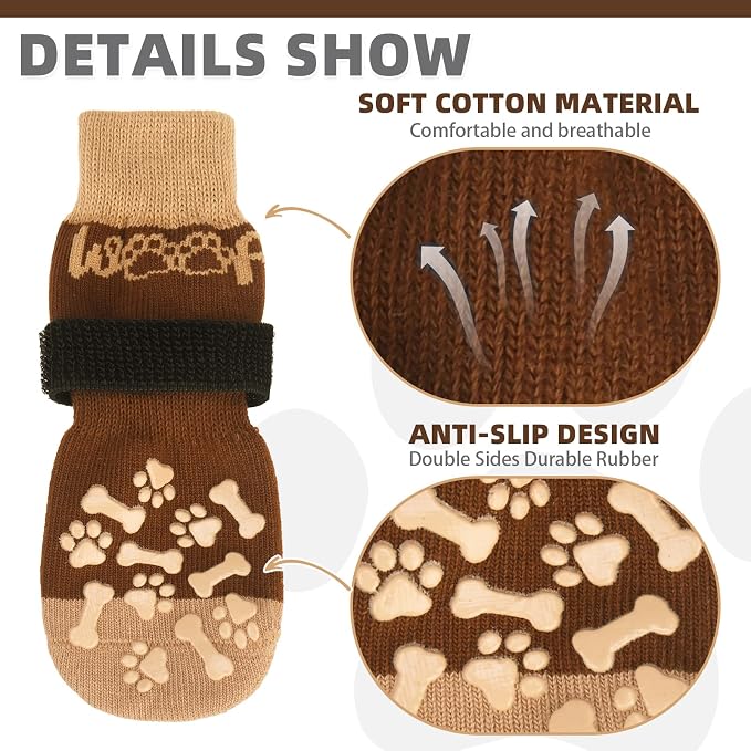 KOOLTAIL Dog Socks Shoes for Hot Pavement to Prevent Licking Paws, Winter Dog Boots & Paw Protector for Hardwood Floors Anti Slip,Traction Control Grip Booties for Small Medium Large Senior Dogs, XL